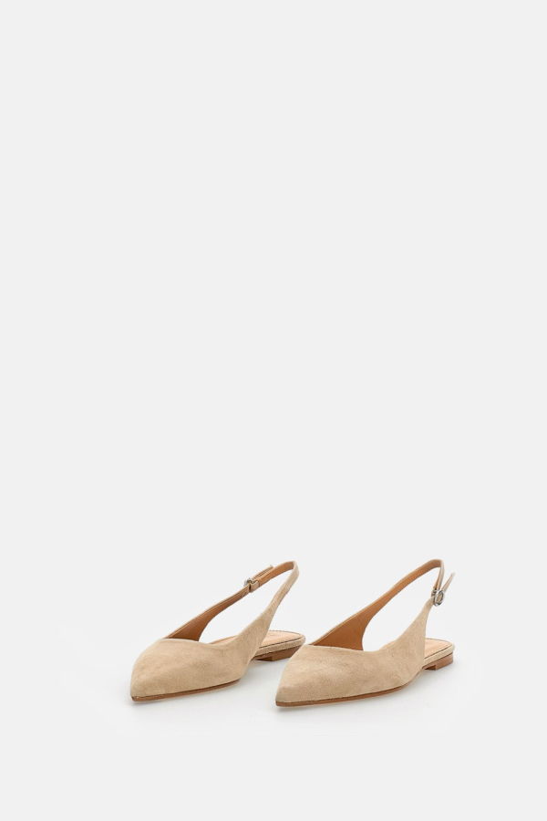 aeydē Annora Kid Suede Leather Flats - Beige