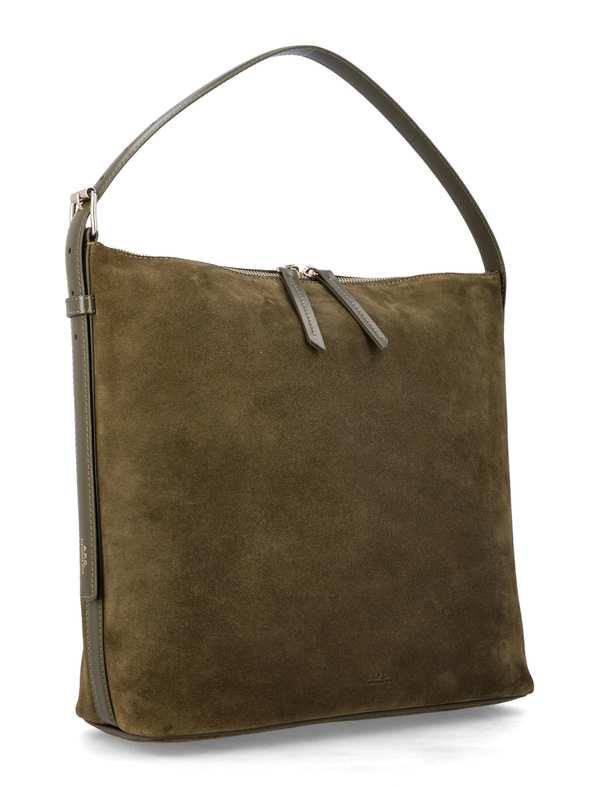 A.P.C. Vera Leather Shoulder Bag With Adjustable Strap - Dark Khaki