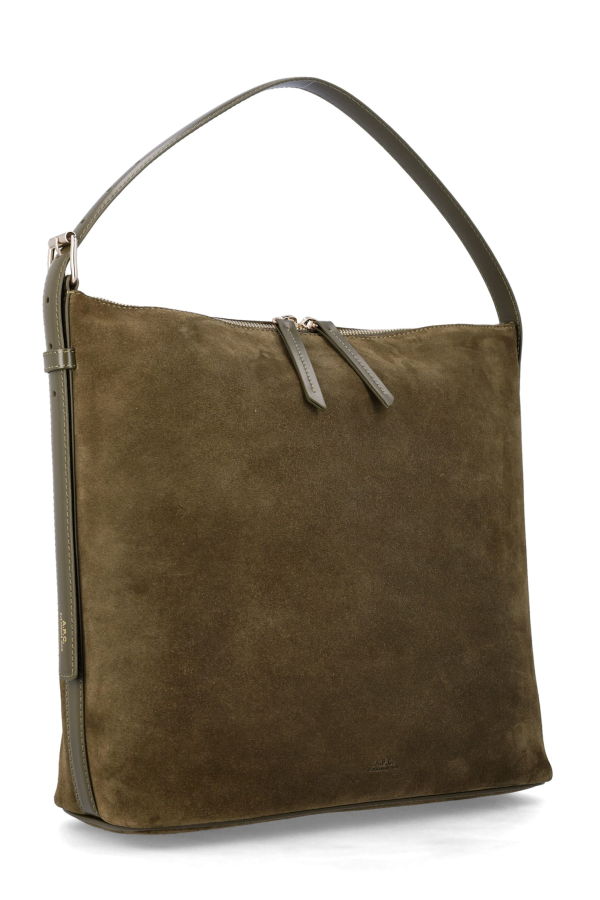 A.P.C. Vera Leather Shoulder Bag With Adjustable Strap - Dark Khaki