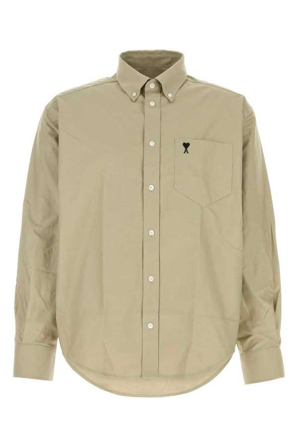 Ami Alexandre Mattiussi Sage Green Oxford Oversize Shirt - Beige Taupe