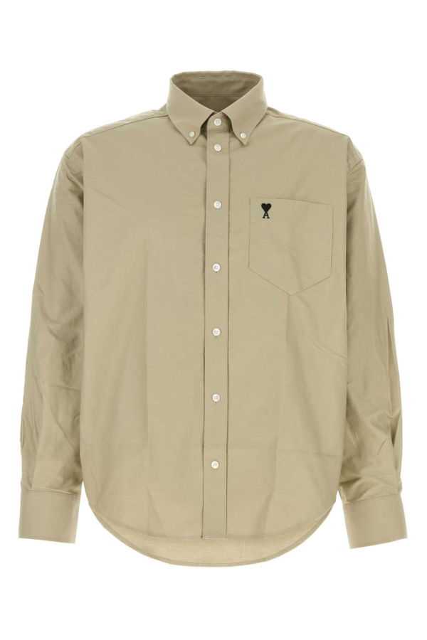 Ami Alexandre Mattiussi Sage Green Oxford Oversize Shirt - Beige Taupe
