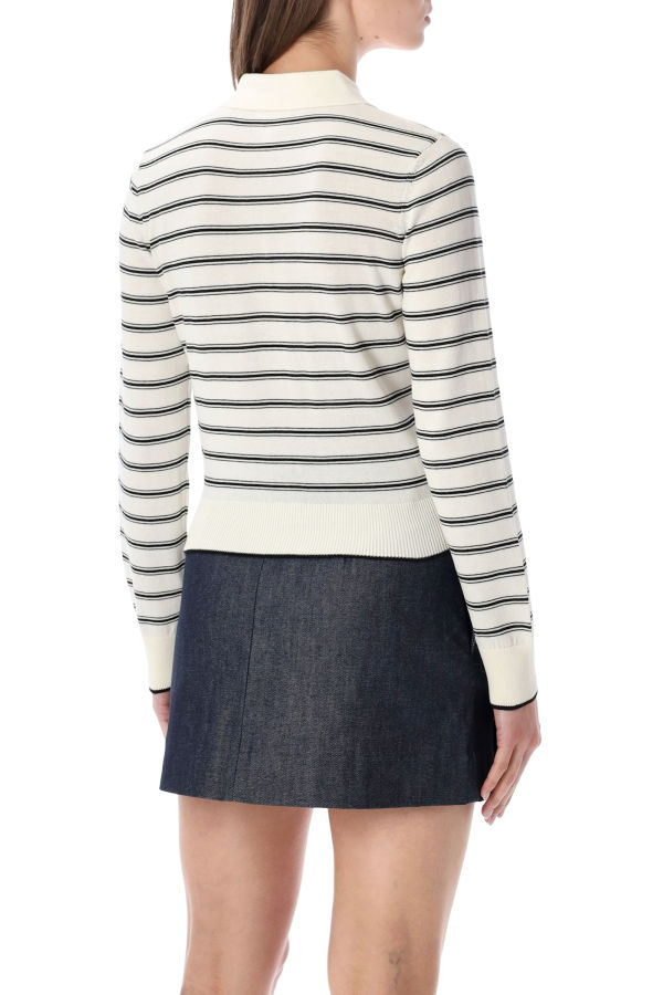 A.P.C. Striped Knit Cardigan - Ecru Black Stripes