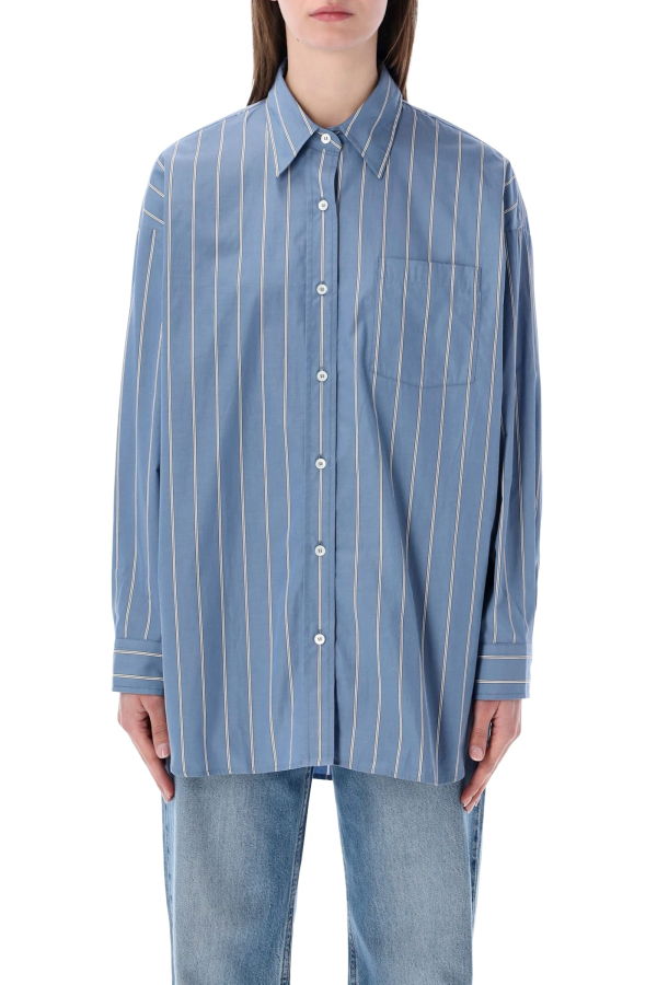 A.P.C. Striped Cotton Shirt - Steel Blue