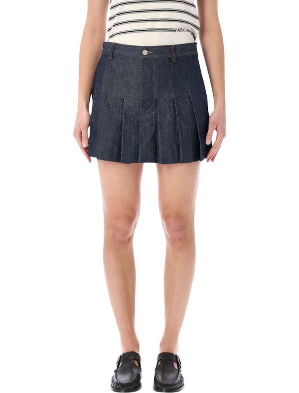 A.P.C. Pleated Denim Mini Skirt - Indigo