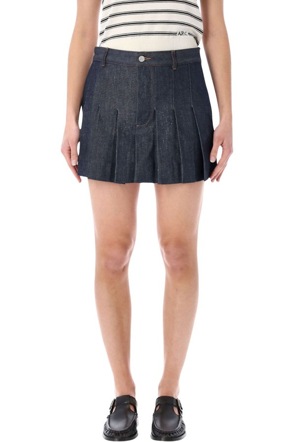 A.P.C. Pleated Denim Mini Skirt - Indigo