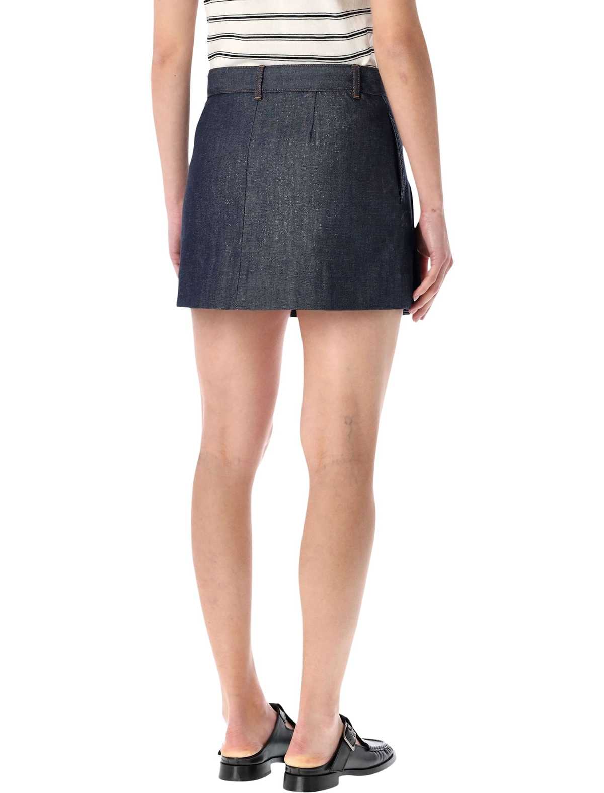 A.P.C. Pleated Denim Mini Skirt - Indigo - Image 2 of 3