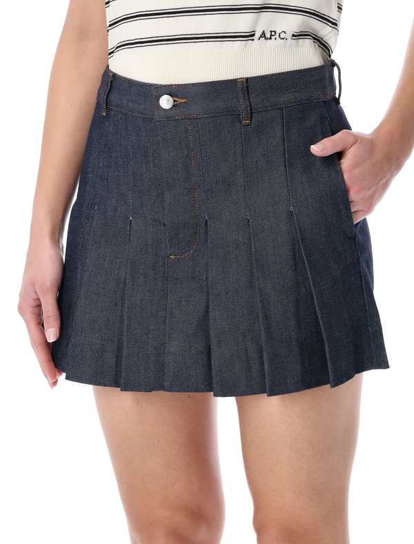 A.P.C. Pleated Denim Mini Skirt - Indigo