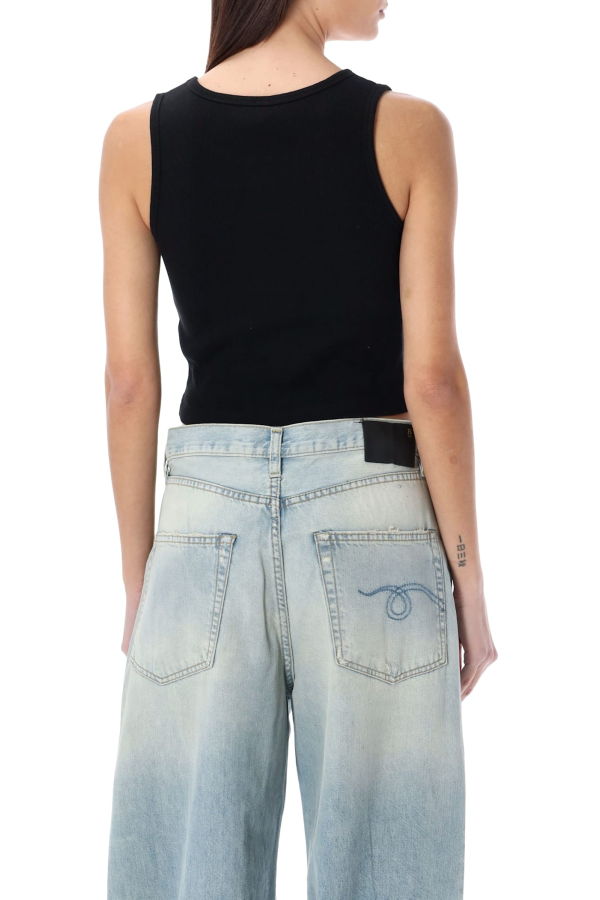 R13 Distressed Rib Tank Top - Black