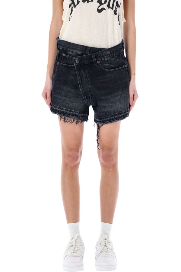 R13 Crossover Denim Shorts - Jake Black