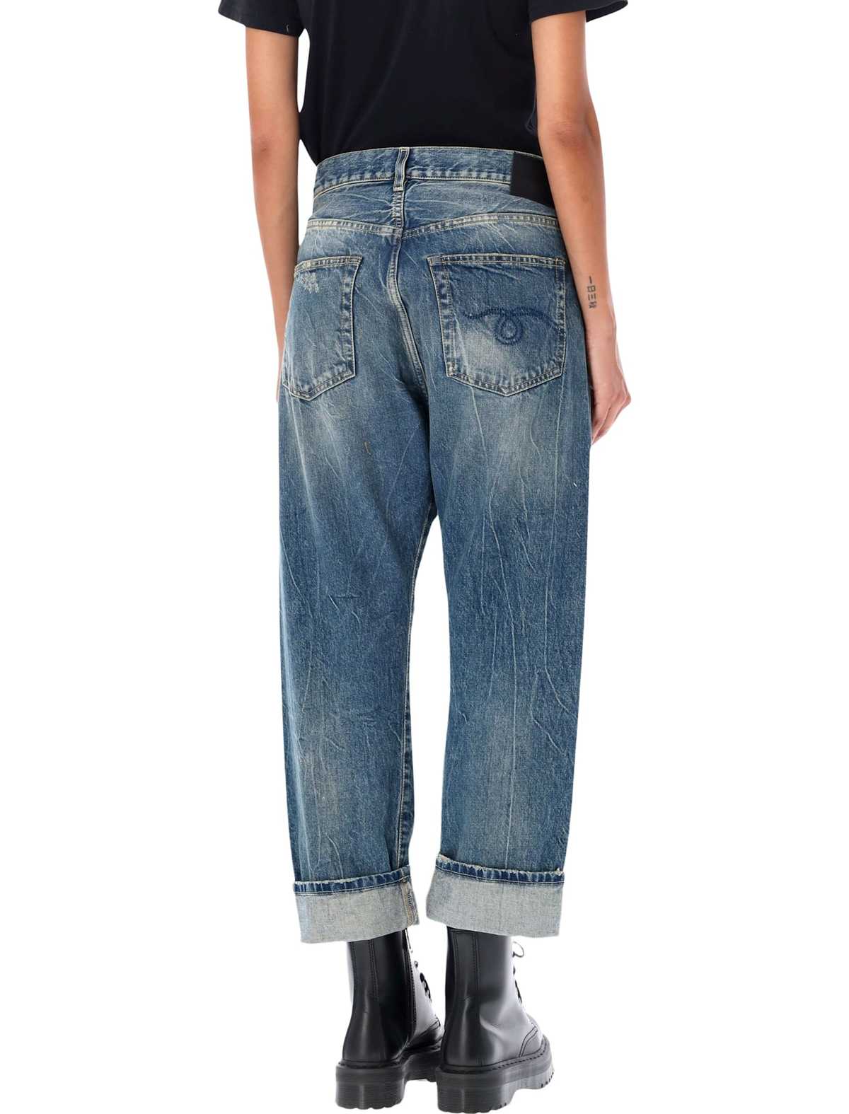 R13 Crossover Waist Distressed Jeans - Kelly Blue - Image 2 of 3