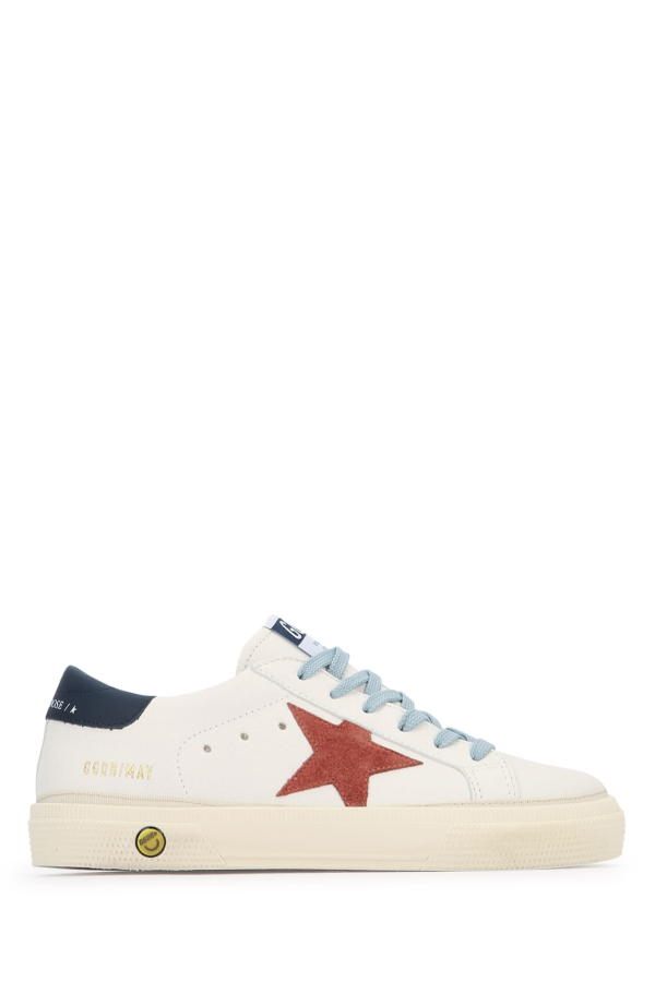 KIDS Golden Goose May Nappa Upper Suede Sta Shoes - White/Red/Blue