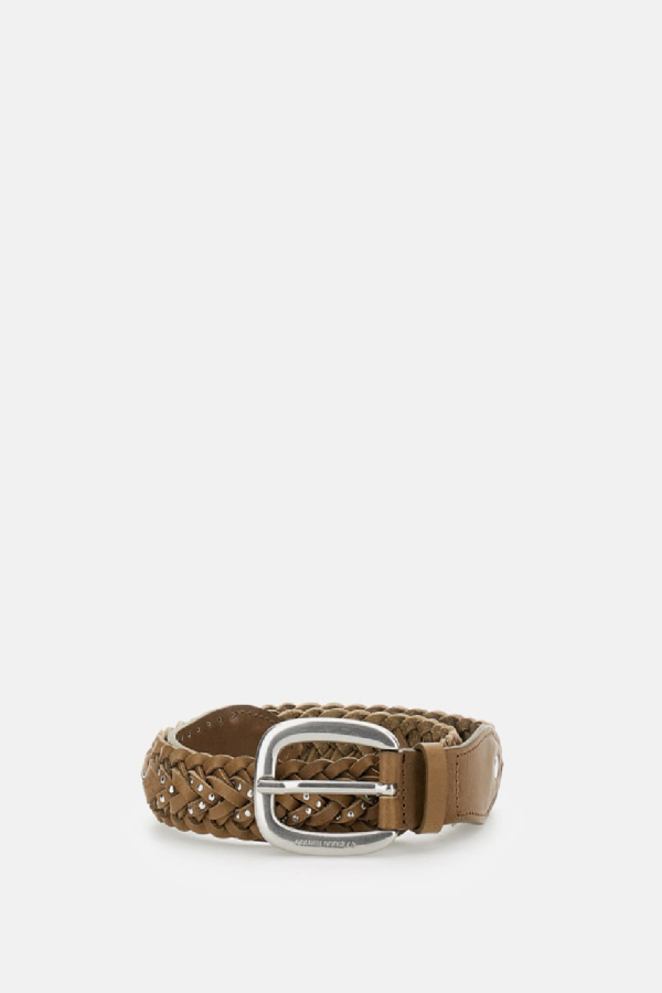 Golden Goose Braided Houston Washed Leather Belt - Green