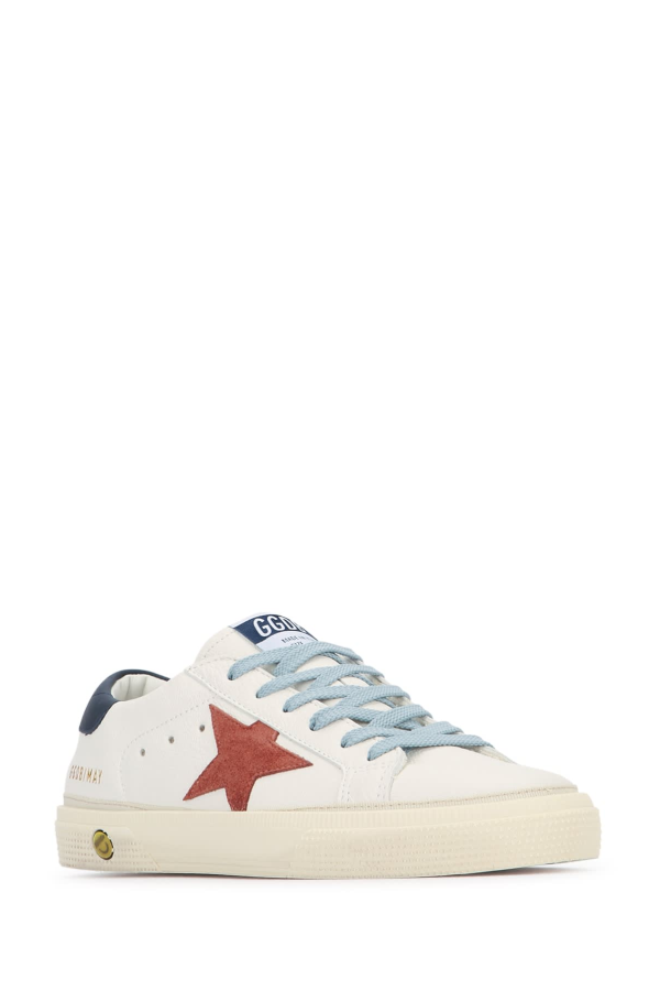 KIDS Golden Goose May Nappa Upper Suede Sta Shoes - White/Red/Blue