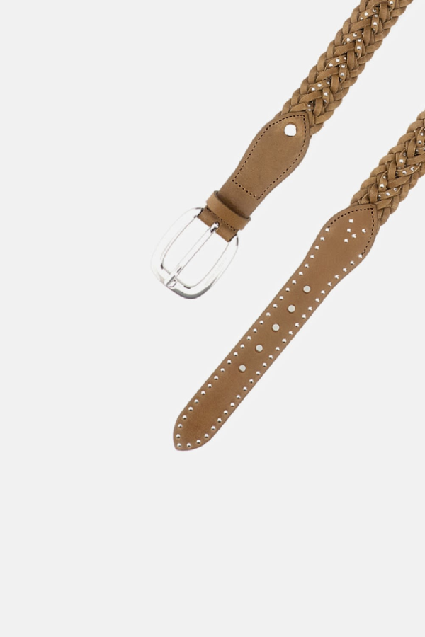 Golden Goose Braided Houston Washed Leather Belt - Green