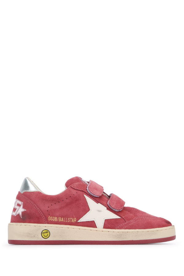 KIDS Golden Goose Ballstar Strap Suede Upper Sneakers - Red/White/Silver