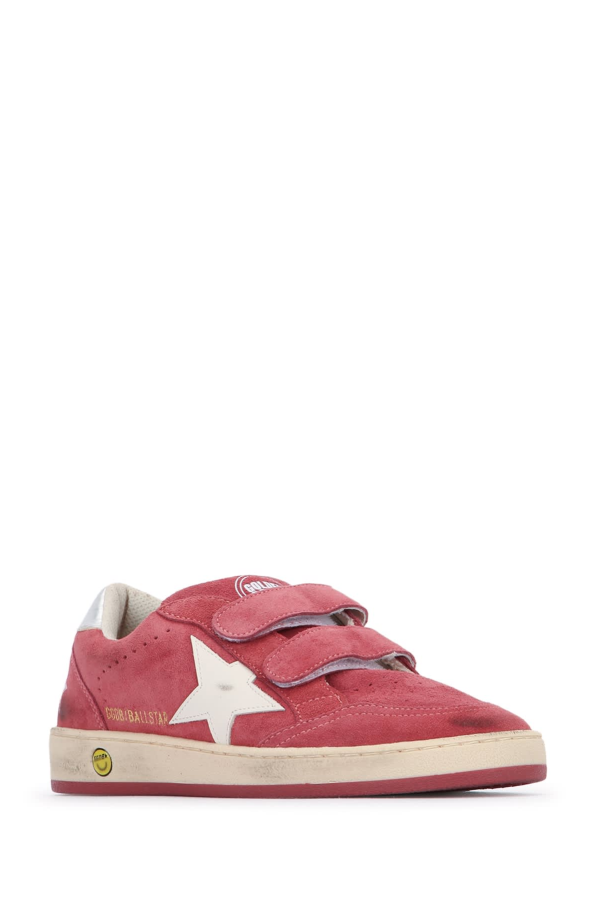 KIDS Golden Goose Ballstar Strap Suede Upper Sneakers - Red/White/Silver