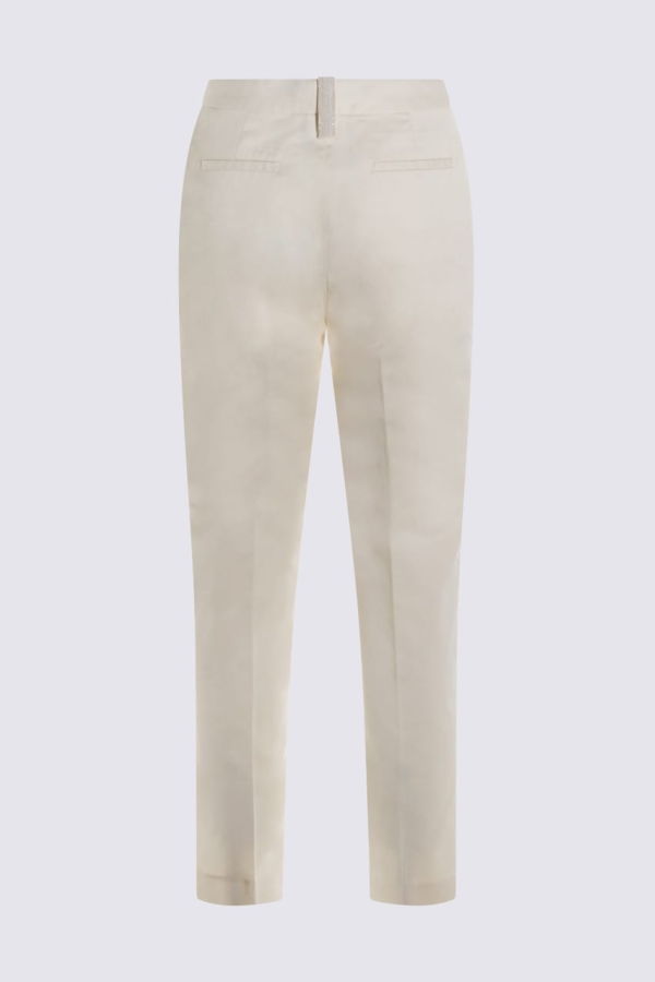 Fabiana Filippi White Cotton Pants - Burro