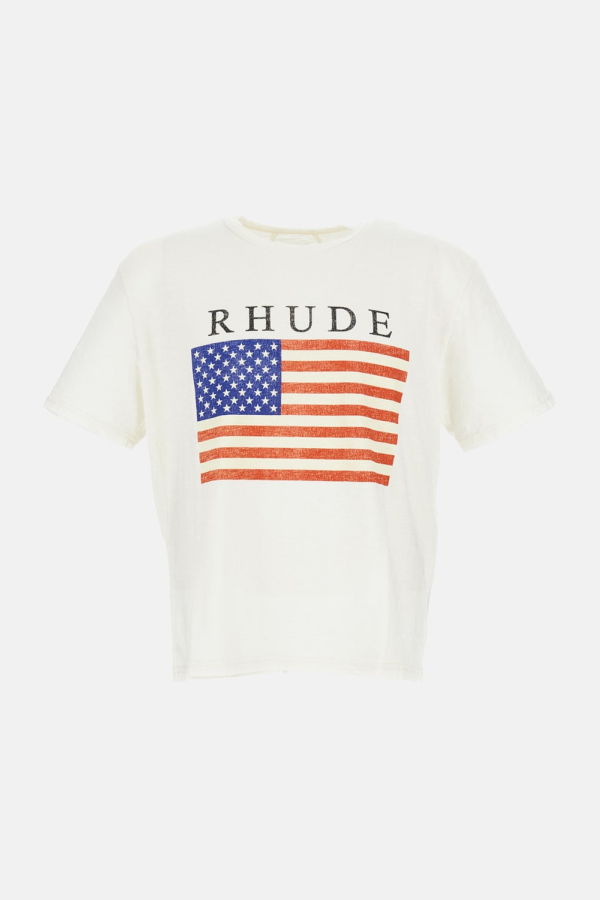 RHUDE USA Flag Slub Tee - White