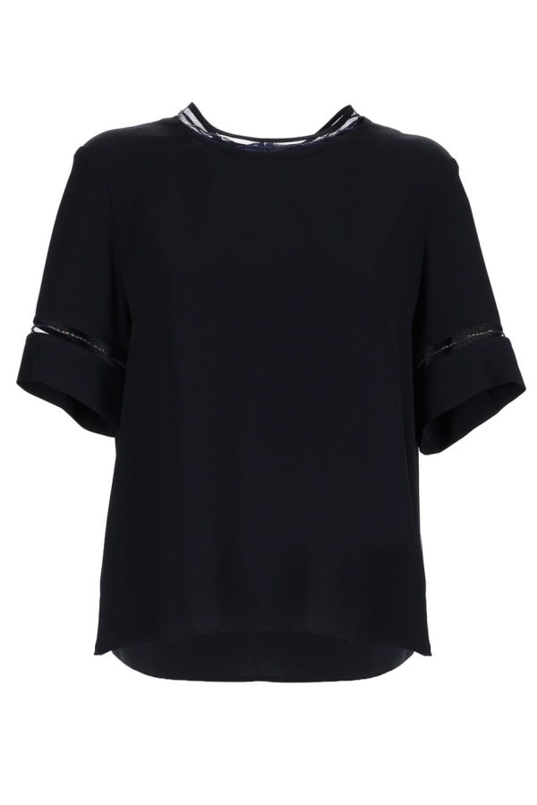 Fabiana Filippi T-Shirt With Transparent Details - Blue