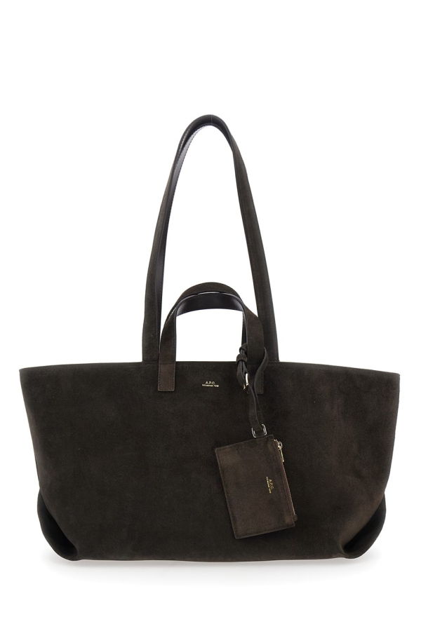 A.P.C. Le Drummer Shopper With Four Handles And Logo Lettering In Suede Tote - Brown