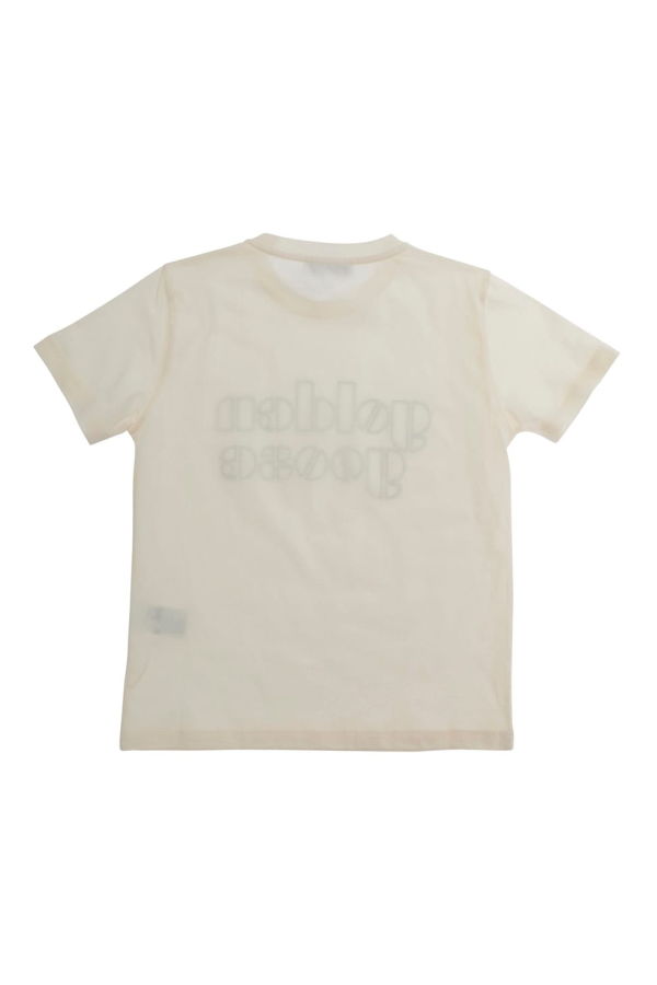KIDS Golden Goose Crewneck Logo Cotton T-Shirt - White