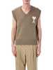 Ami Alexandre Mattiussi Ami Paris Ami De Coeur Knit Vest - Beige Taupe - Thumbnail 1