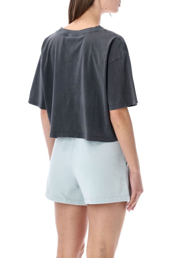 Anine Bing Johnny Cropped Graphic Tee - Washed Black
