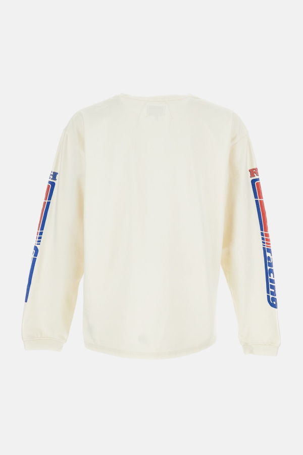 RHUDE Split Petrol Logo Long Sleeve Tee - White