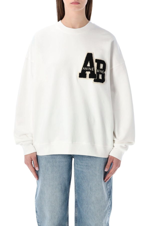 Anine Bing Miles Oversized Letterman Sweatshirt - Off White