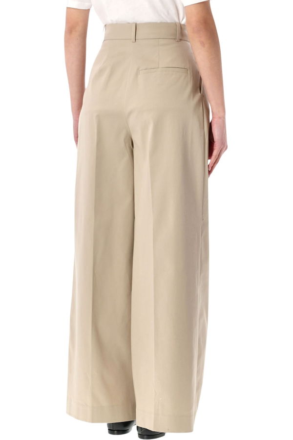 Anine Bing Lou High-Rise Wide Trousers - Beige