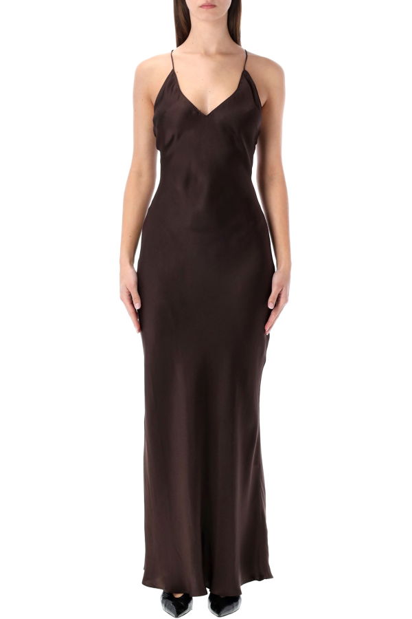 Anine Bing Laurel Silk Long Dress - Brown