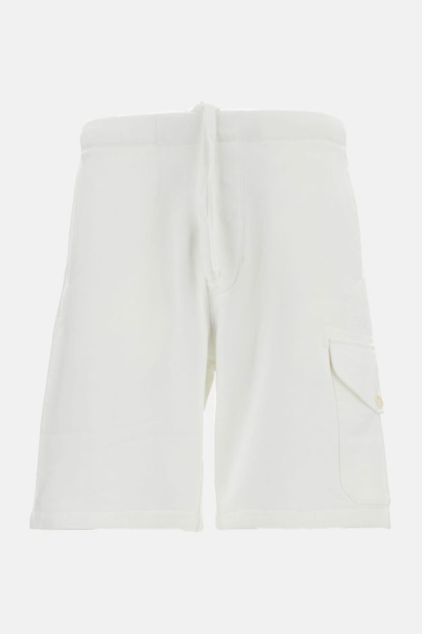 C.P. Company Diagonal Raised Fleece Cargo Sweatshorts - White
