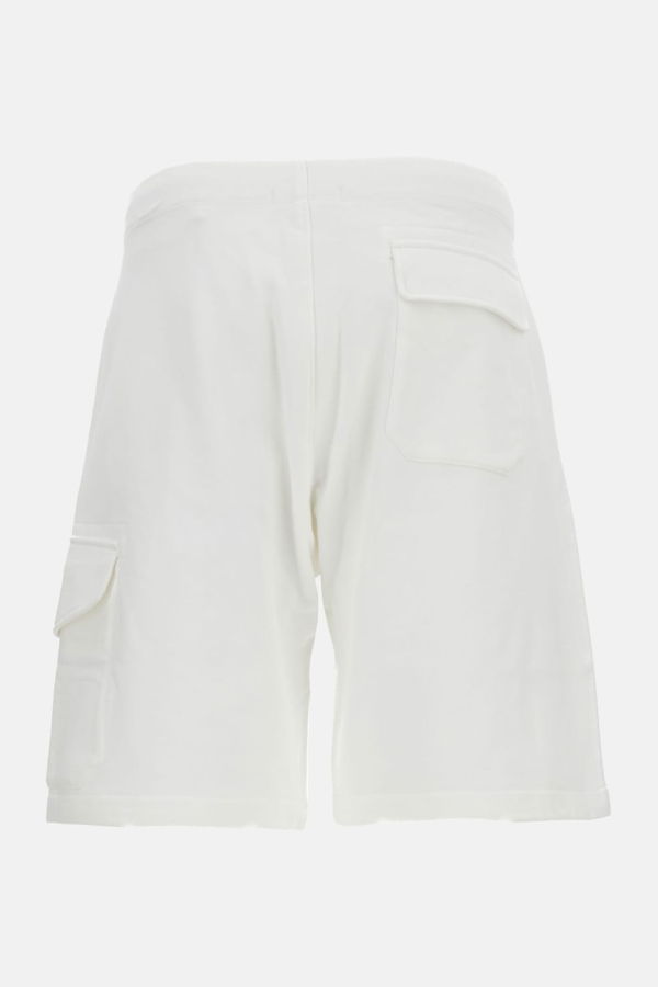 C.P. Company Diagonal Raised Fleece Cargo Sweatshorts - White