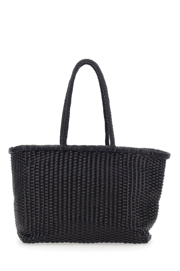 Dragon Diffusion Interwoven Leather Handbag - Black
