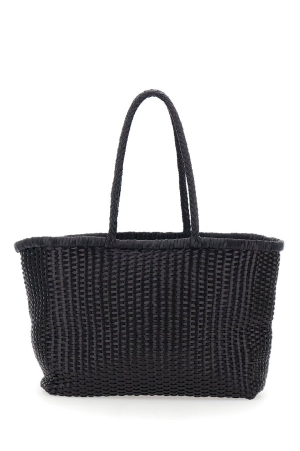 Dragon Diffusion Interwoven Leather Handbag - Black