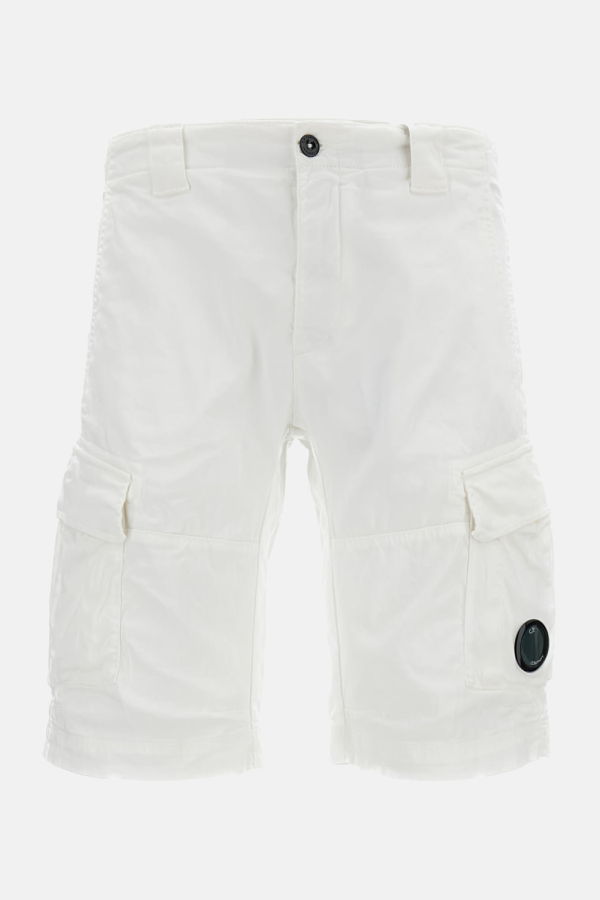 C.P. Company Stretch Sateen Cargo Lens Shorts - White