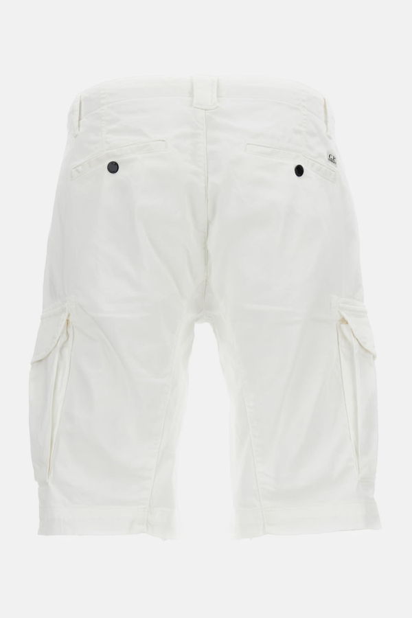 C.P. Company Stretch Sateen Cargo Lens Shorts - White