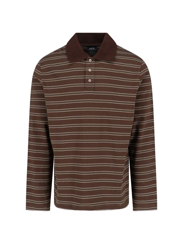 A.P.C. Striped Polo Shirt - Brown