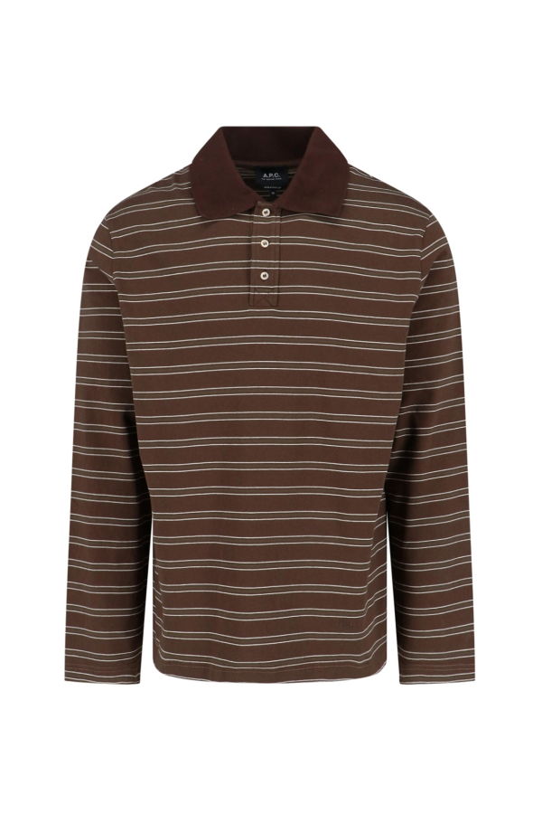 A.P.C. Striped Polo Shirt - Brown