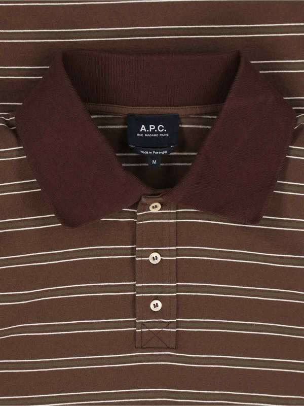 A.P.C. Striped Polo Shirt - Brown