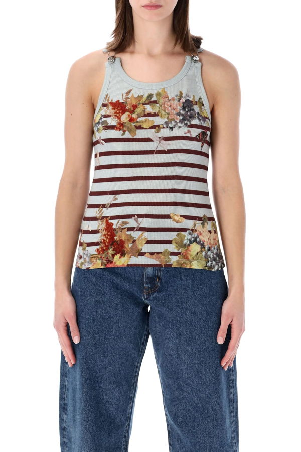 Jean Paul Gaultier Marinière Grape Rib Tank Top - Light Blue Multi