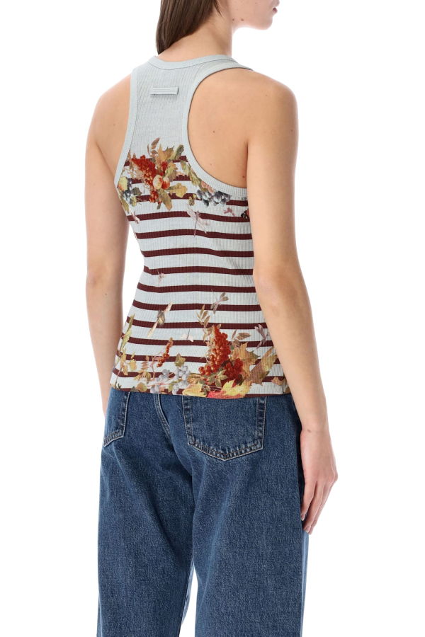 Jean Paul Gaultier Marinière Grape Rib Tank Top - Light Blue Multi