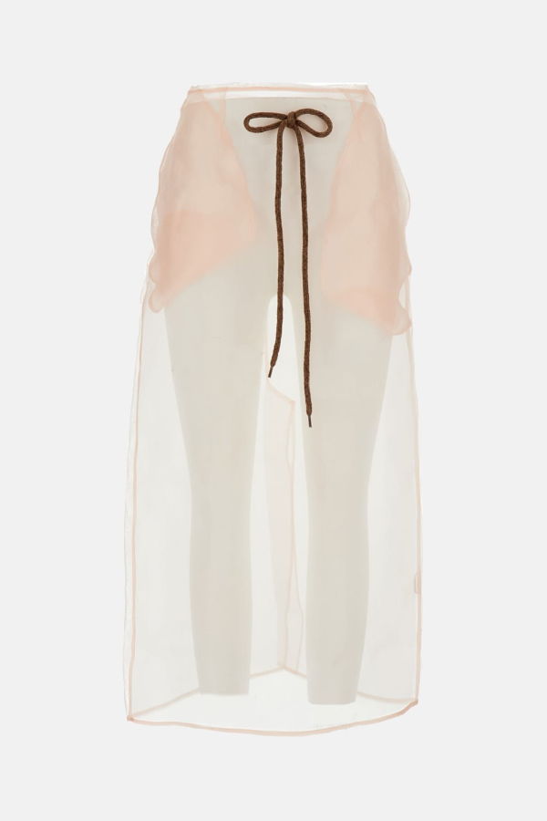 Simone Rocha Sheer Column Midi Skirt - Pink