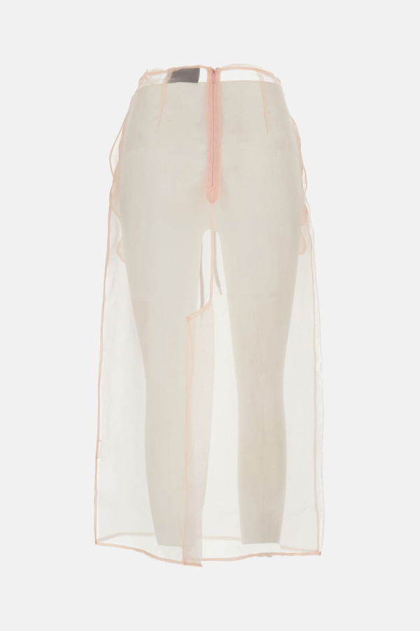 Simone Rocha Sheer Column Midi Skirt - Pink