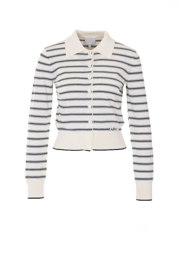 A.P.C. Striped Cardigan - White