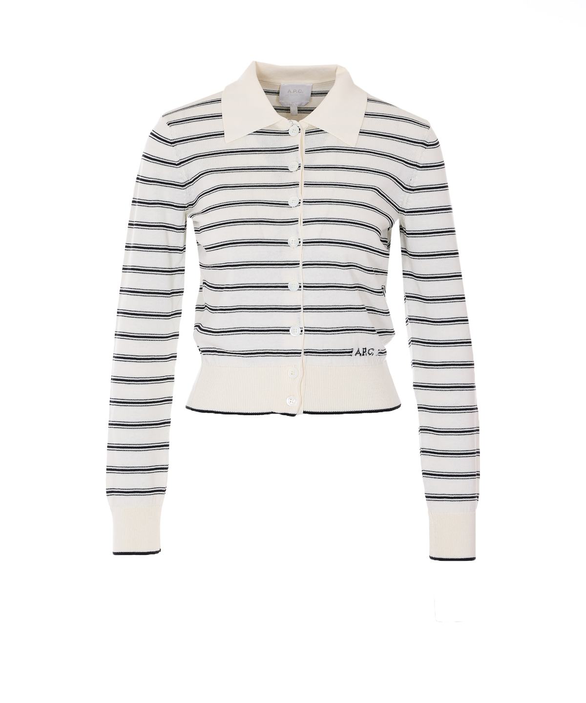 A.P.C. Striped Cardigan - White - Image 1 of 4