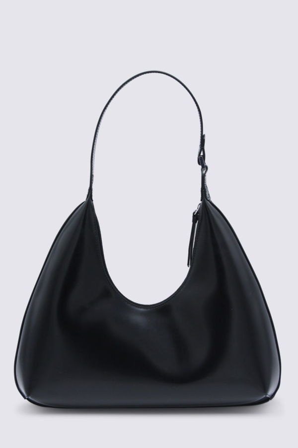 BY FAR Amber Semi Patent Leather Shoulder Bag - Black