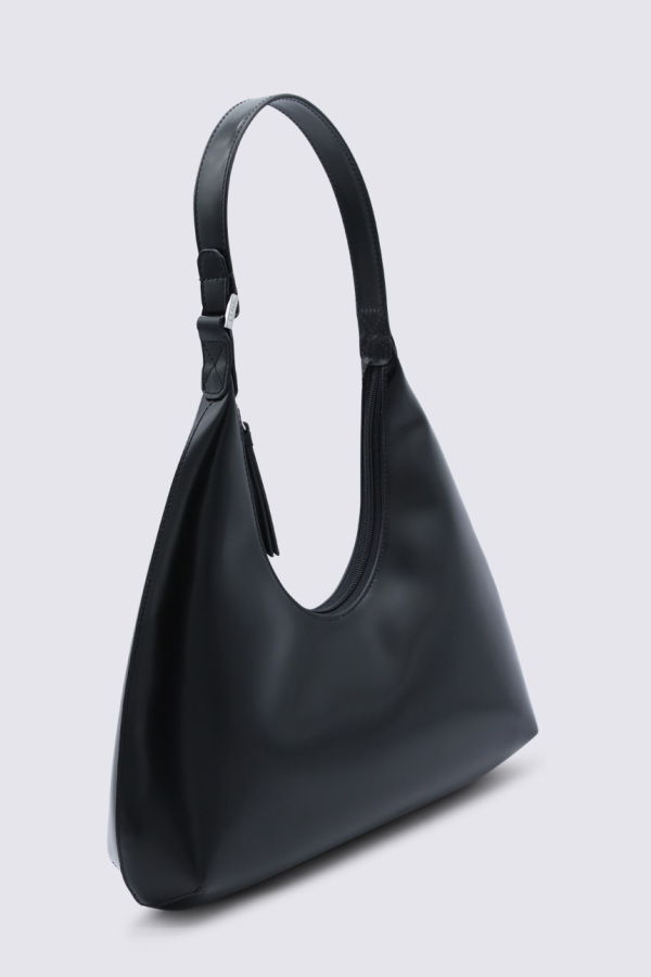BY FAR Amber Semi Patent Leather Shoulder Bag - Black