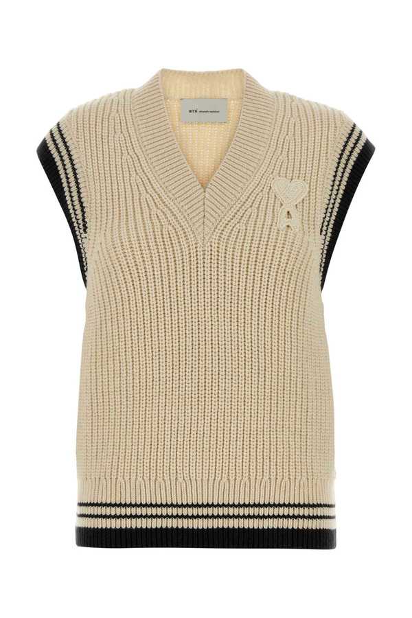Ami Alexandre Mattiussi Sand Wool Blend Vest - Blanc Creme