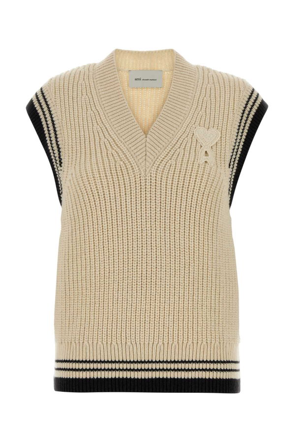 Ami Alexandre Mattiussi Sand Wool Blend Vest - Blanc Creme